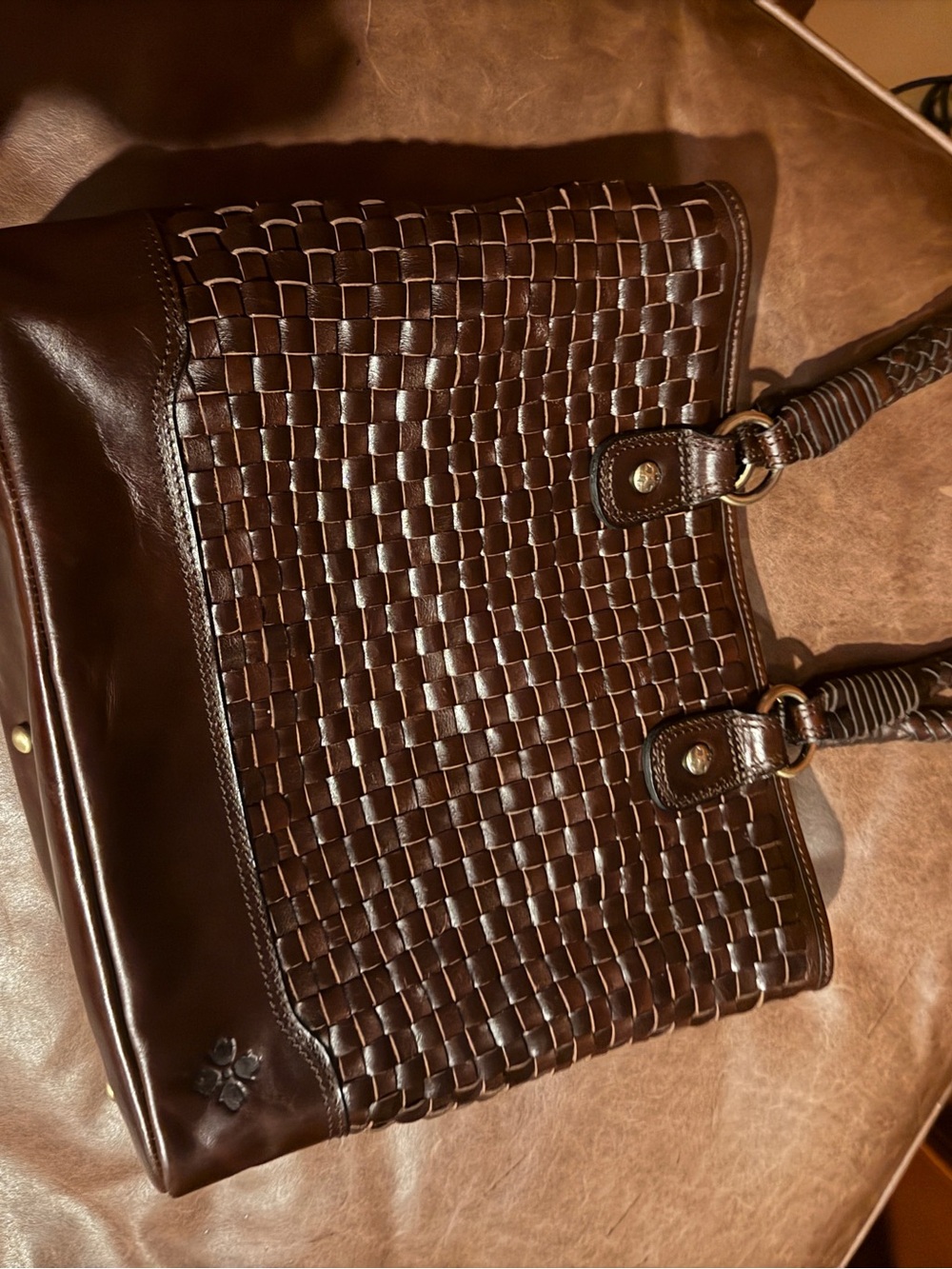 Patricia Nash Discovery Collection Lesina Woven Leather Tote – Chocolate - Picture 7 of 11